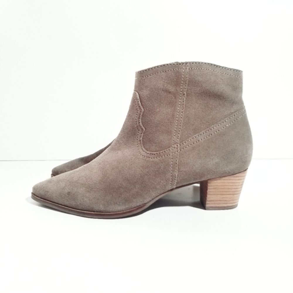 ANTHROPOLOGIE SEYCHELLS Represent Taupe Suede Ankle Boots Pointy Booties 10 - Picture 5 of 15